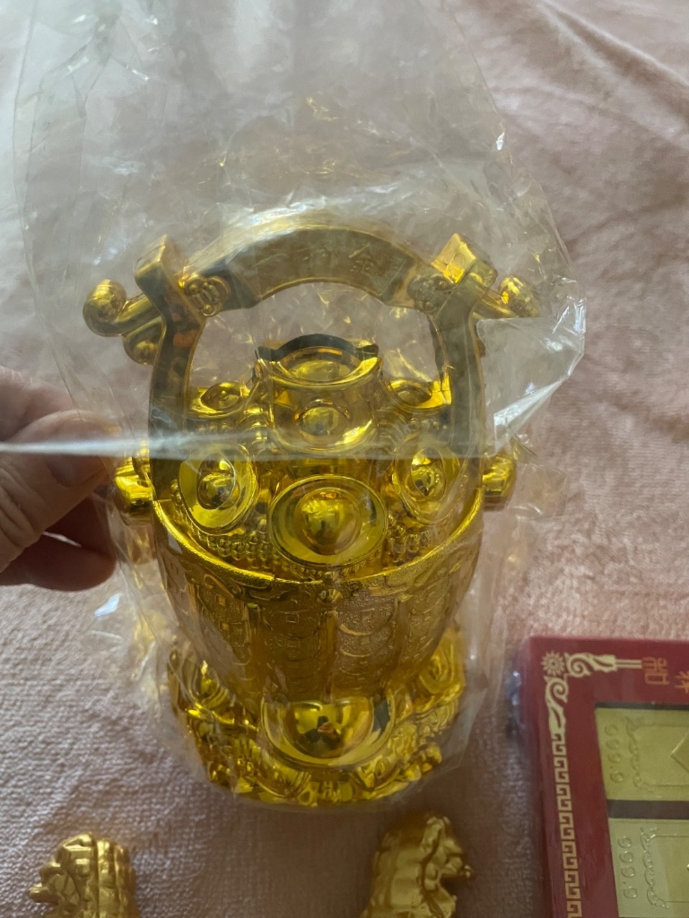 Lucky Feng Shui gold color bar, fair of Guardian Lions, lucky Piggy bank. New - Picture 4 of 4